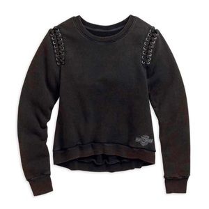 Harley Davidson Sun Faded Wing Lace Shoulder Top